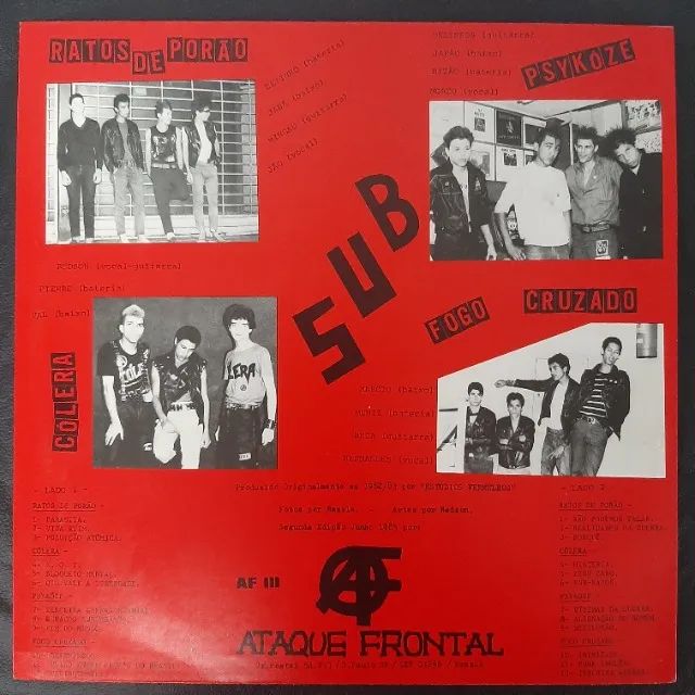 LP Disco De Vinil SUB 1985 Punk Ataque Frontal Ratos Colera Segunda Edição Excelente - Foto 2