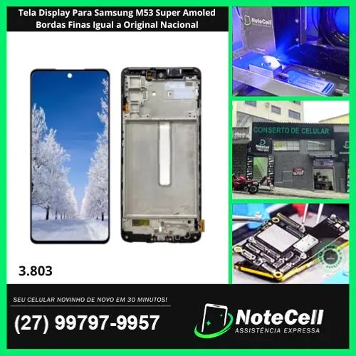 Tela Display Para Samsung M53 Super Amoled Bordas Finas Igual a Original Nacional