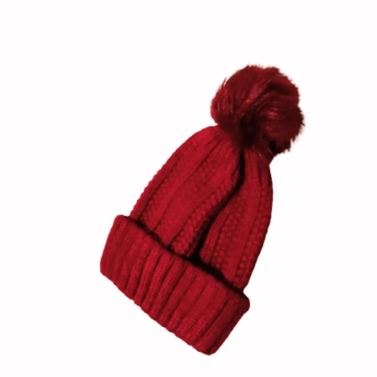 Gorro de tricô vermelho com pompom - Foto 3