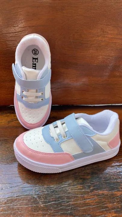 Tênis Infantil - Rosa, Azul e Branco