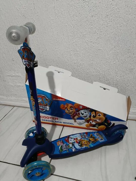 R$169.99 patinte infantil patrulha canina azul 3rodas novo 0km regulagem altura 