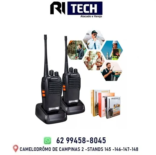 Kit Par 2 Radio Baofeng 777s Walk Talk Comunicador 16 Canais Cor Preto - Rádios Comunicado
