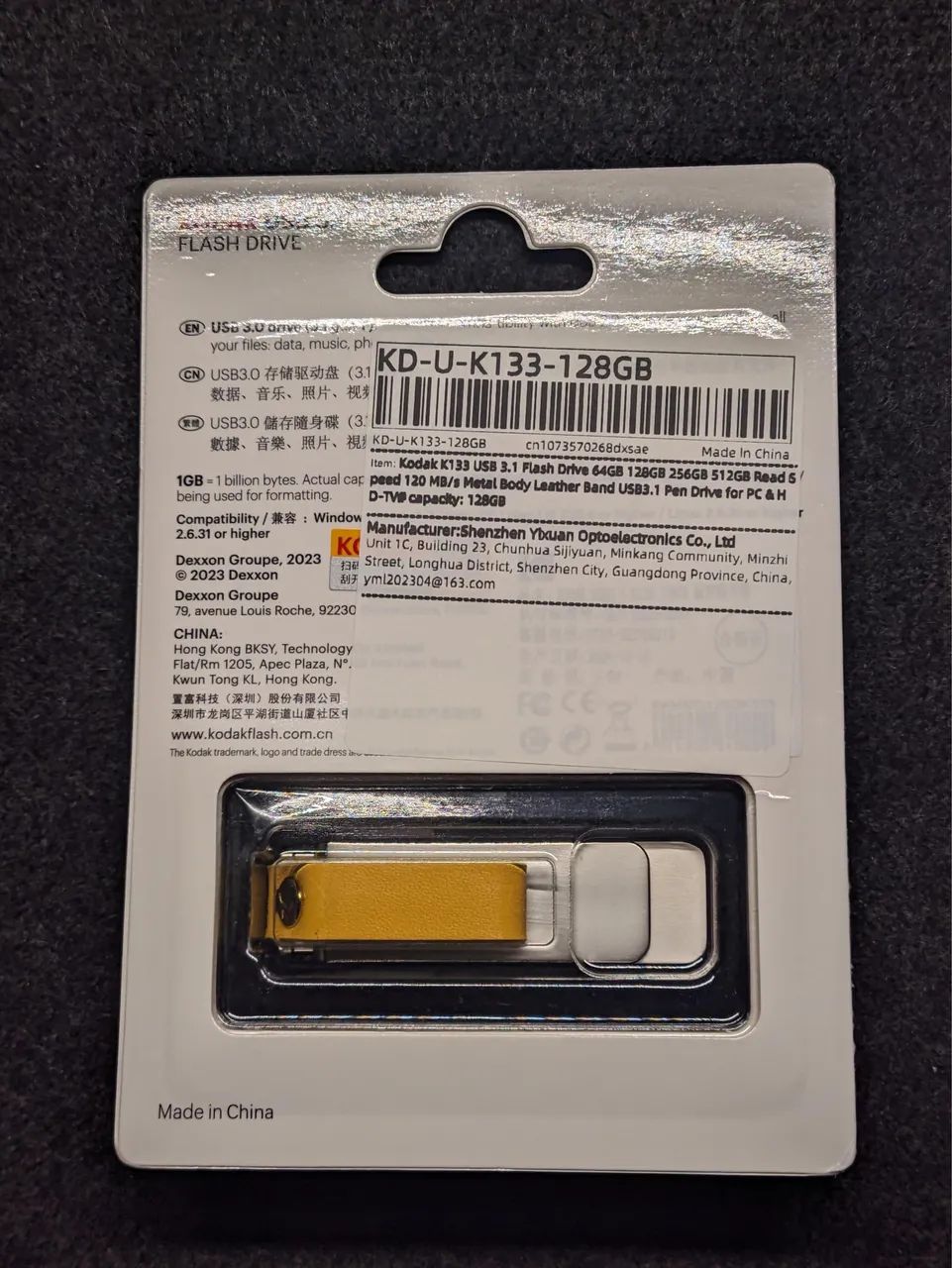 NOVO! Pendrive KODAK 128GB. USB 3.1 - Foto 2