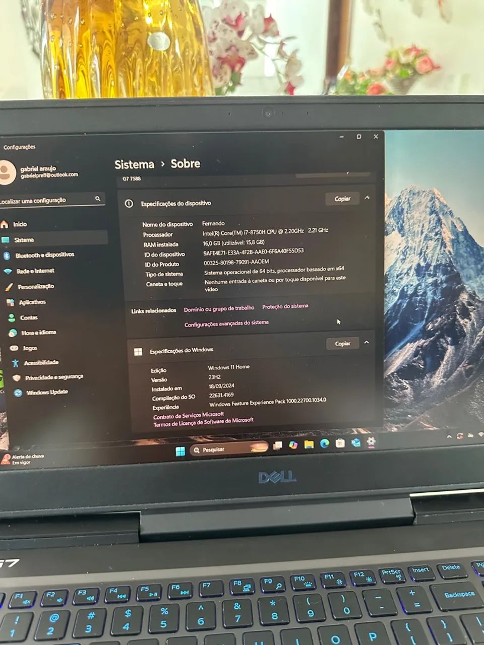 Notebook Dell G7 Gamer usado  - Foto 3