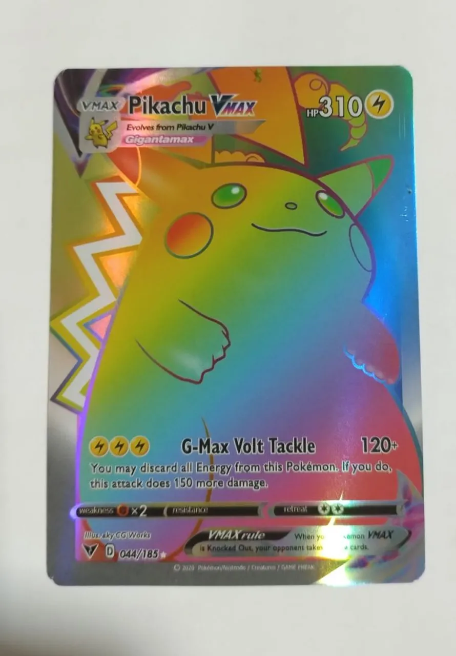 Carta Pokémon Pikachu VMAX Rainbow Gigantamax