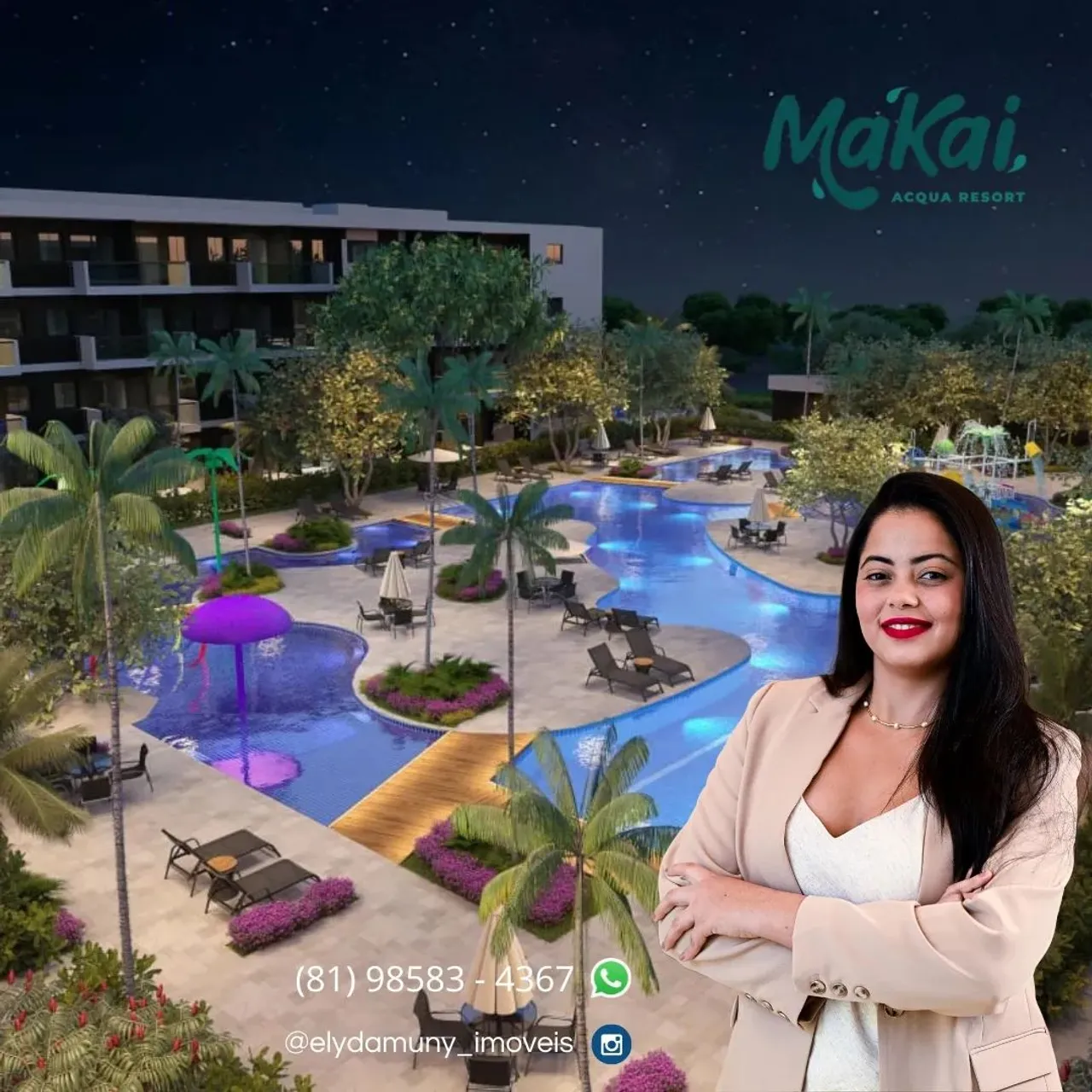 Flats Studios em Resort estilo Parque Aquático para investir em Muro Alto - Ipojuca