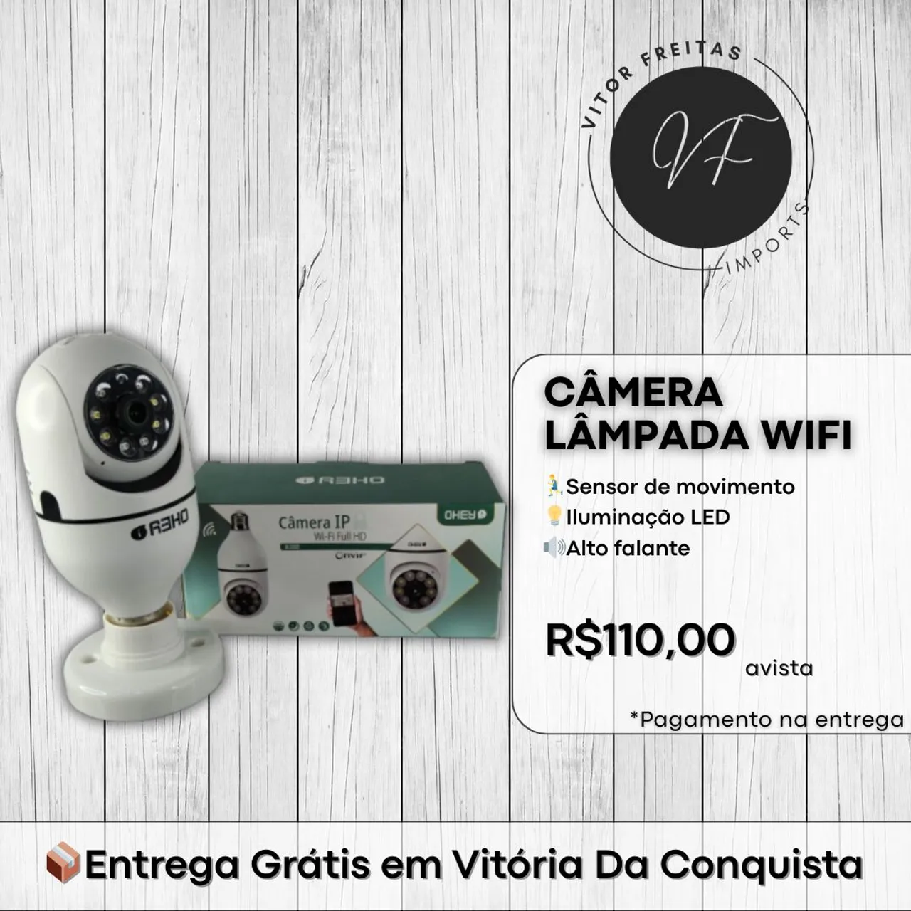 Câmera Lâmpada Wi-Fi | Entrega Grátis