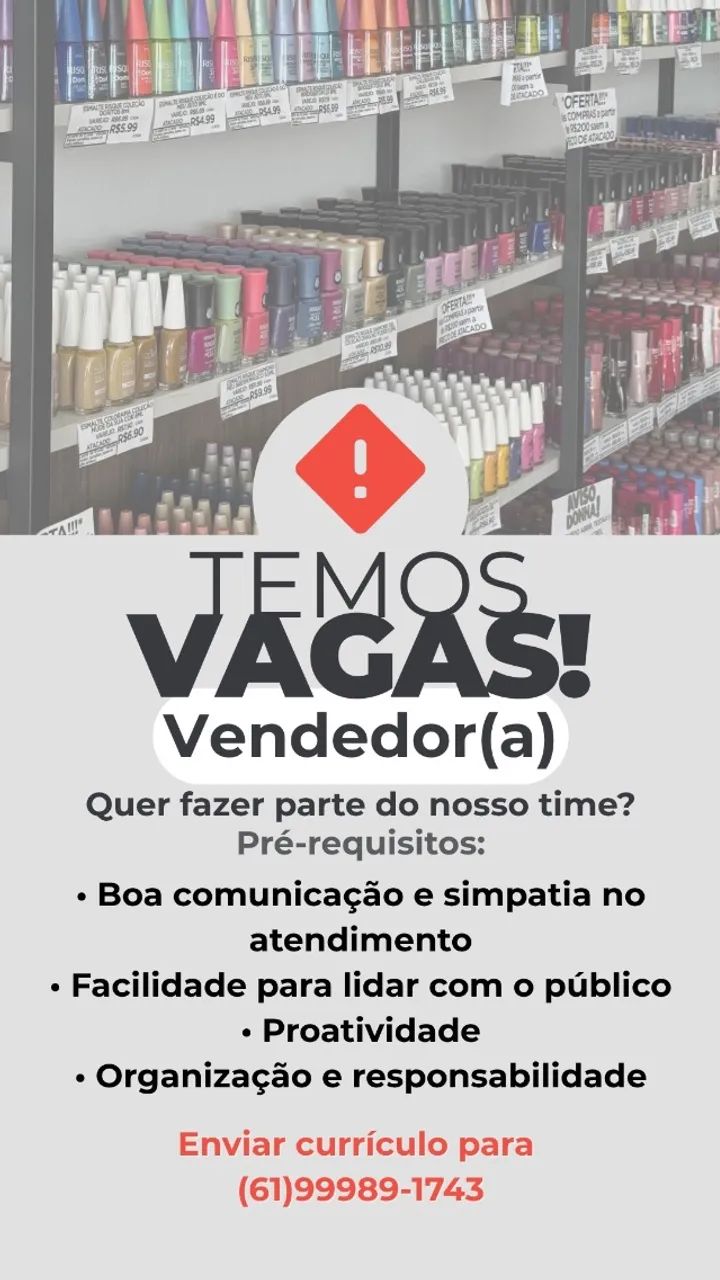 Vaga para Vendedor(a)