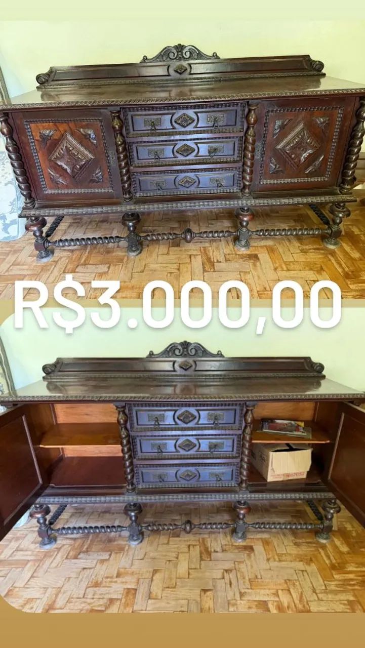 Mesa e aparadores de madeira antiga - Foto 2