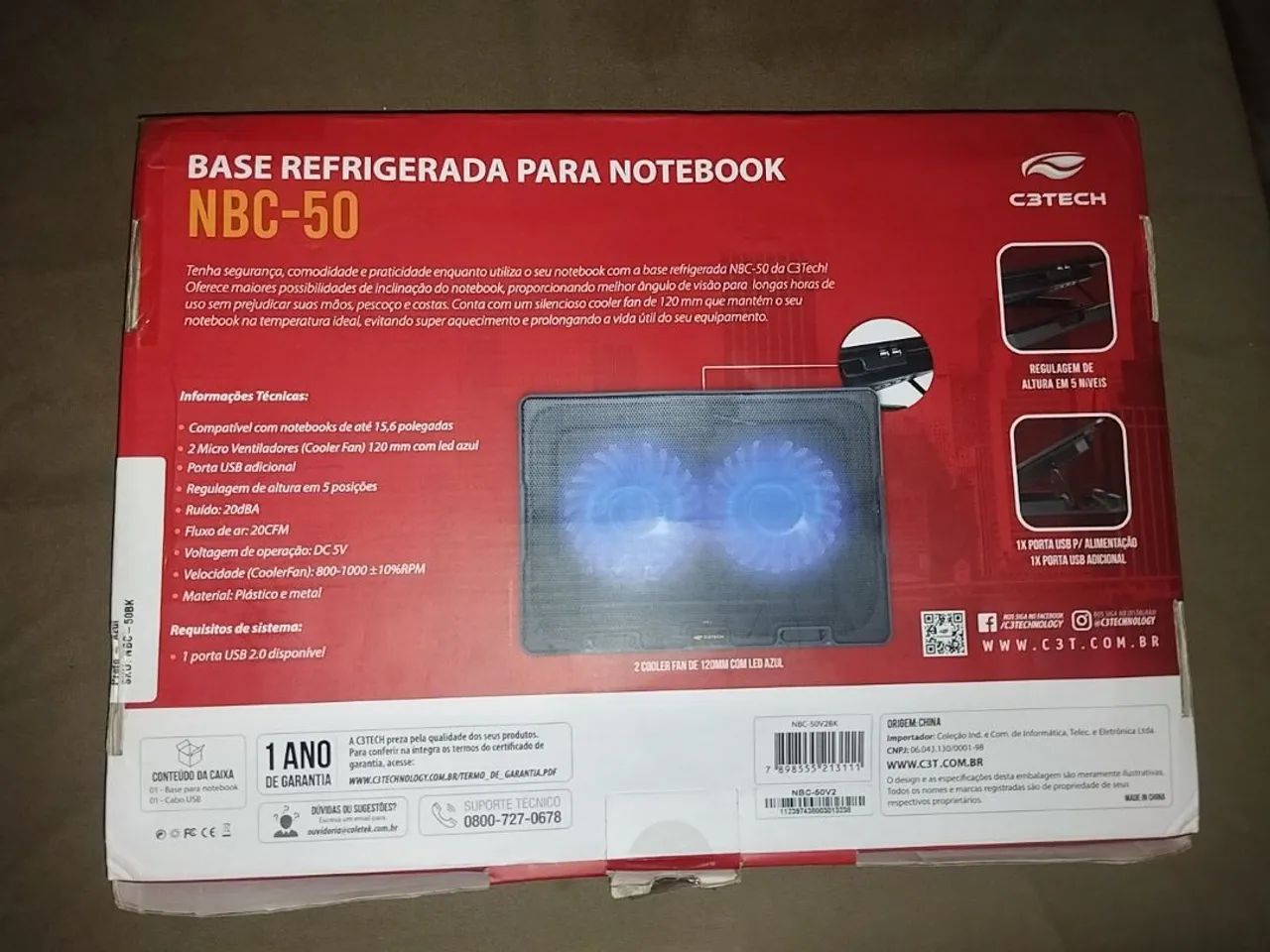 Cooler para Notebook C3Tech NBC-50 Silencioso com LED - Foto 2