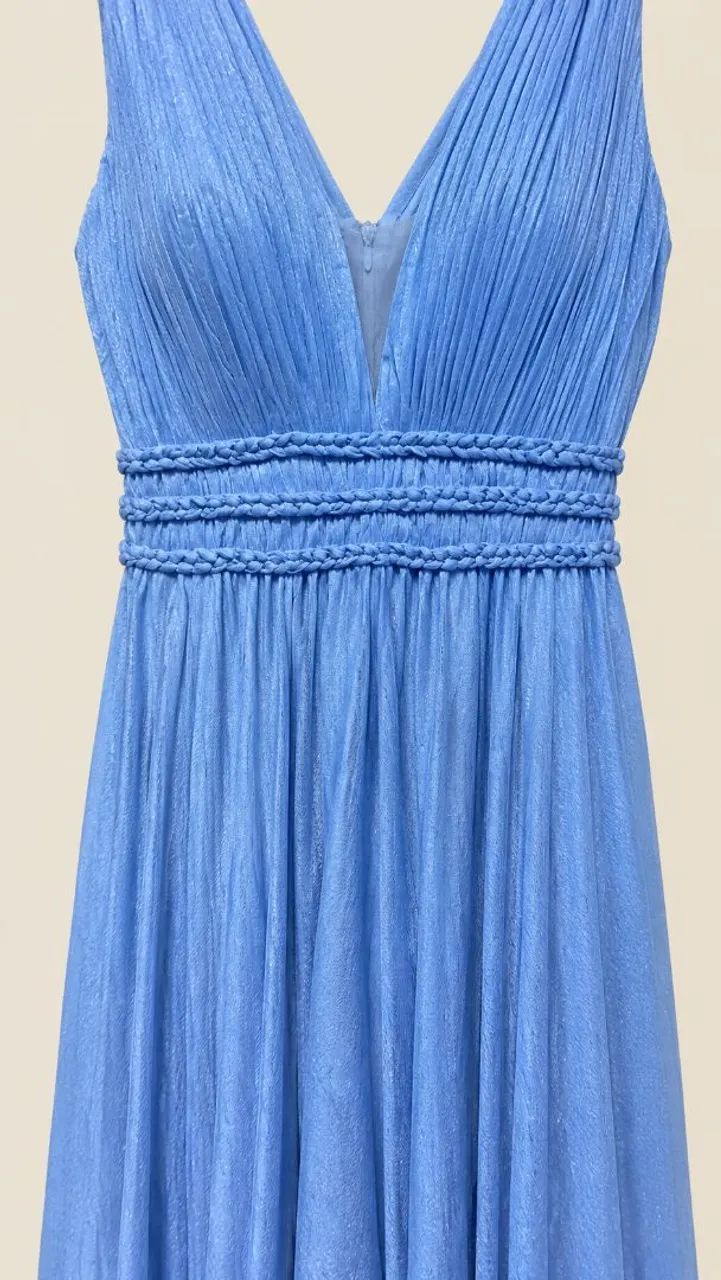 Vestido longo de festa Azul Serenity com brilho - Foto 2