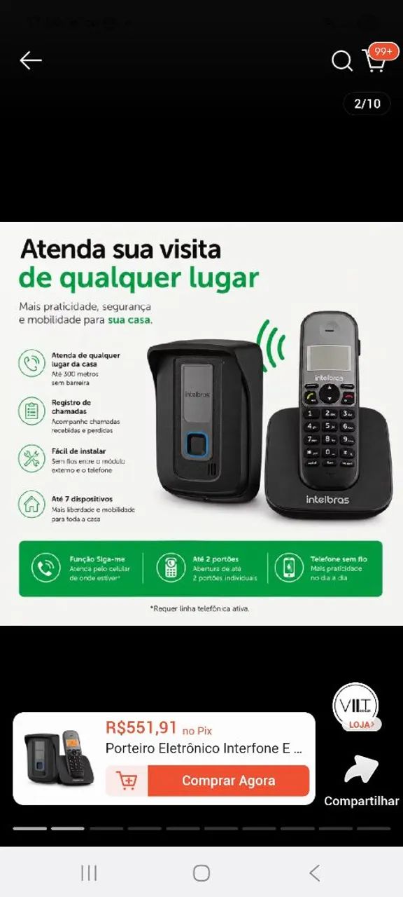 INTERFONE + TELEFONE SEM FIO INTELBRAS TIS 5010