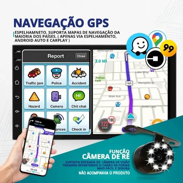 Central Multimídia Mp10 7" 2 DIN CarPlay Android Auto Bluetooth Novo na Caixa - Foto 3