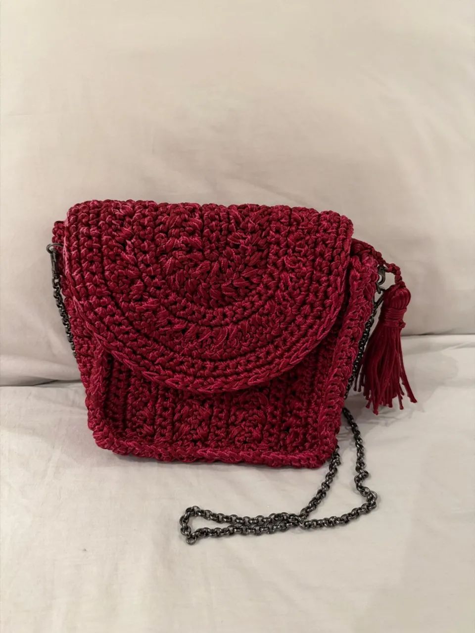 Bolsa de crochê vinho