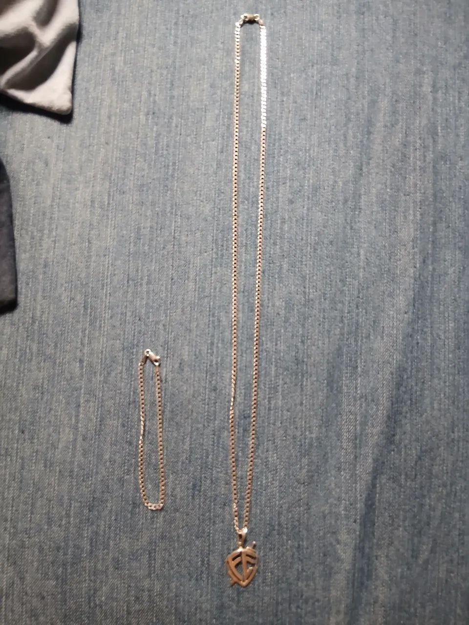 Corrente de Prata  925  com Pulseira e Escudo da Fé  - Foto 2