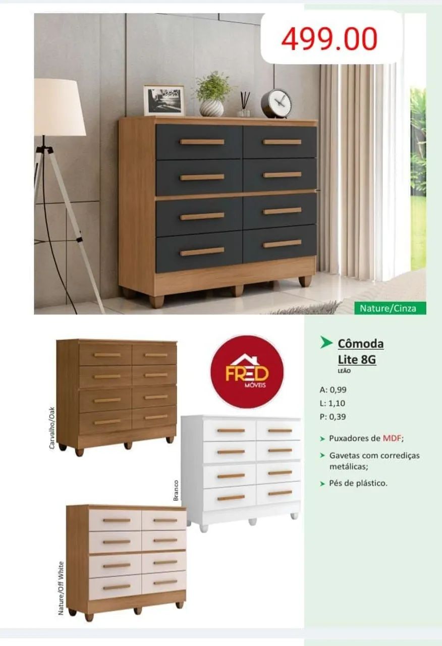 Cômoda 8 gavetas lite , entrega e monta  - Foto 2
