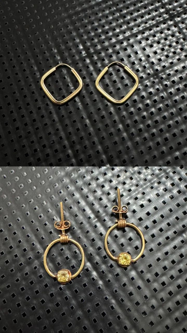 Pares de brincos em ouro 18k 
