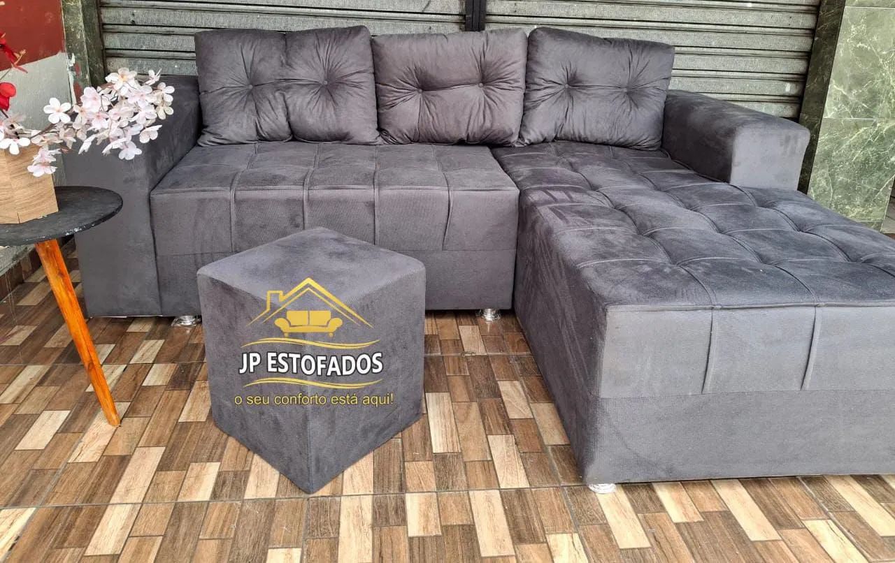 Sofás  modelo chaise com puff de brinde