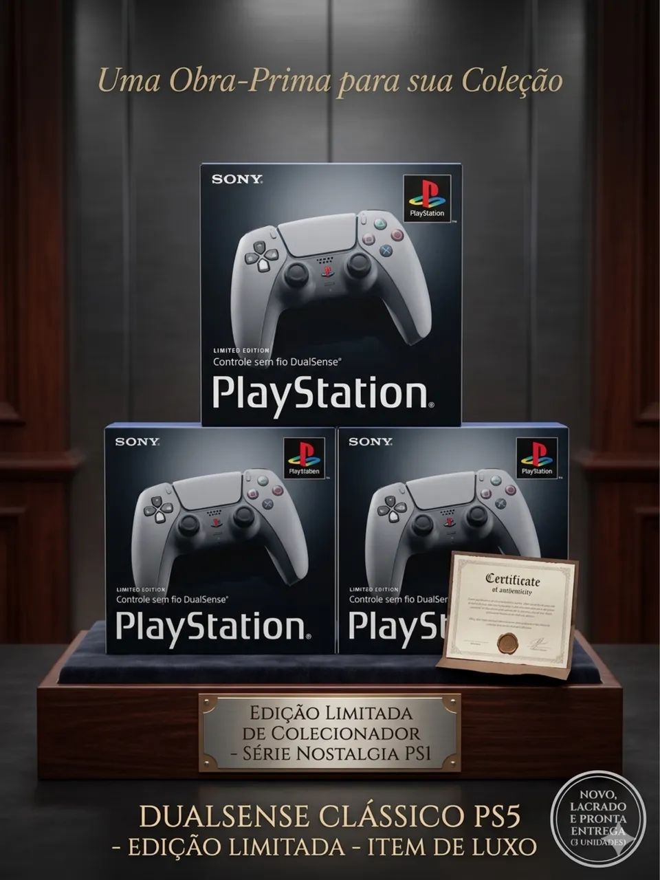 Controle DualSense PS5 Limited Edition - Homenagem ao PlayStation Original (PS1 Cinza)