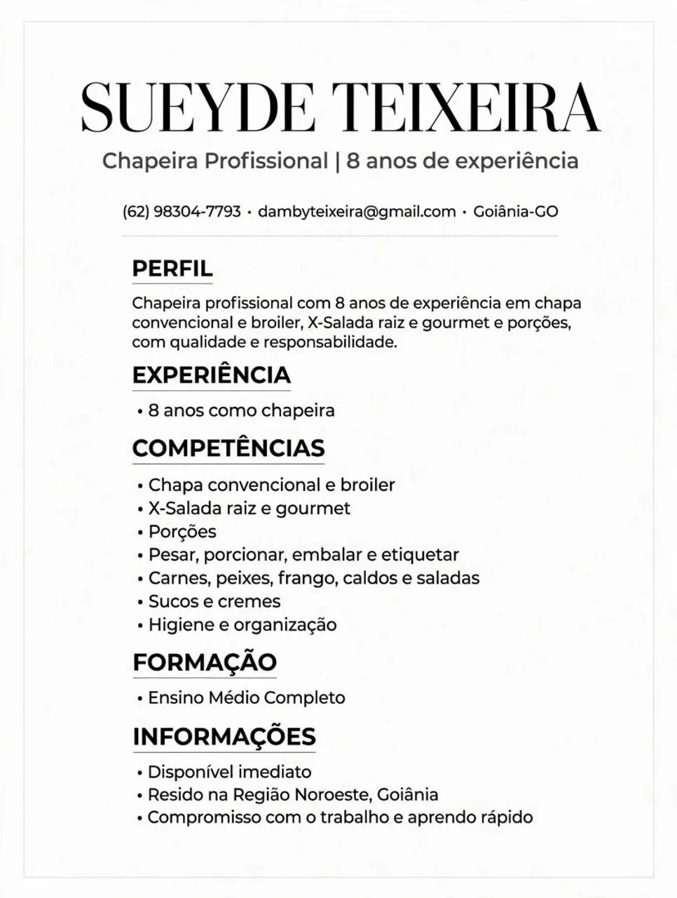 chapeira profissional disponível 