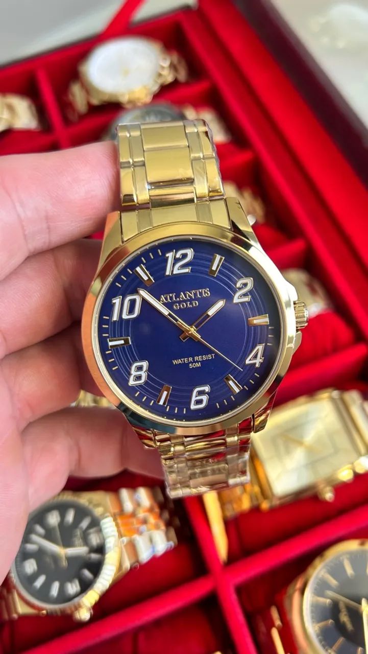 Relógio masculino original dourado  - Foto 3