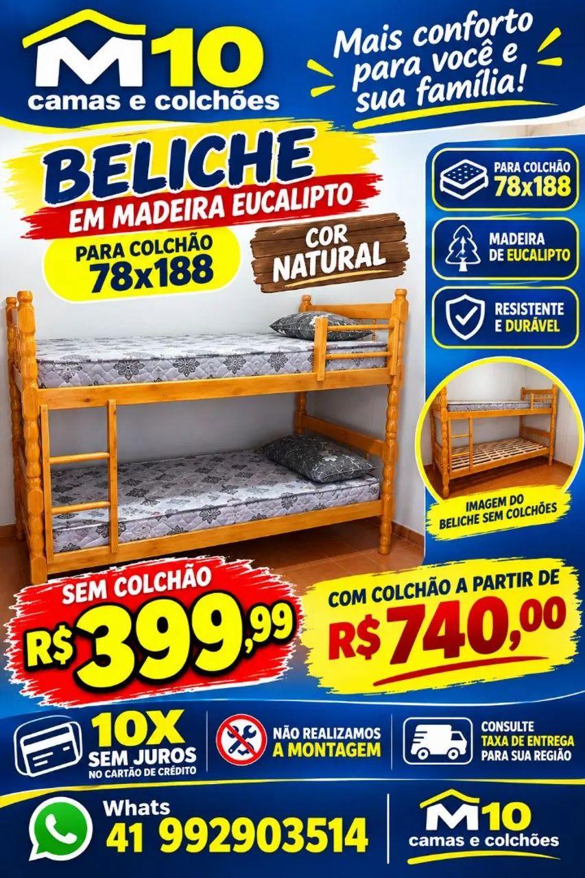 Beliche # 10x de 39,99 no cartão 