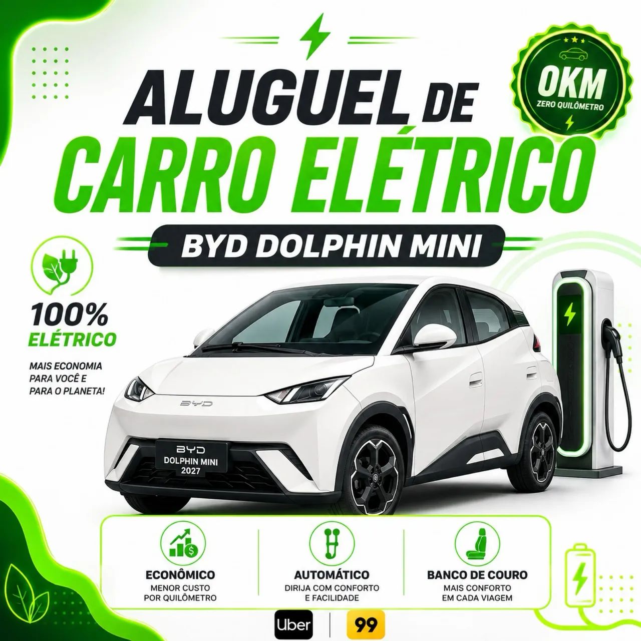 Aluguel carro elétrico - BYD Dolphin Mini 