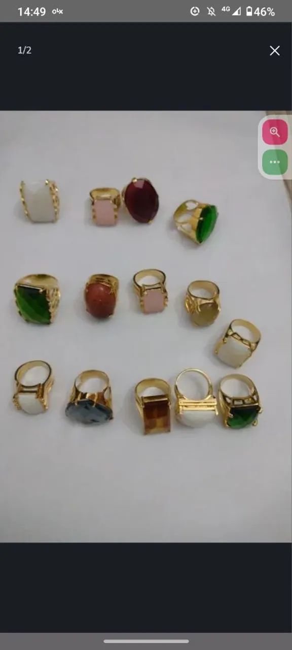 Anéis semi jóias banhado a ouro 18k