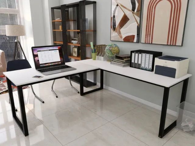 Mesa Industrial de canto 150cm bem resistente home office