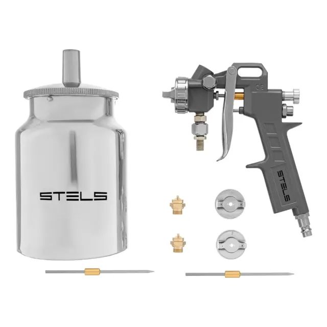 Pistola de Pintura com Tanque Baixo 1 Litro Rosca 1/4" - Stels - Foto 4