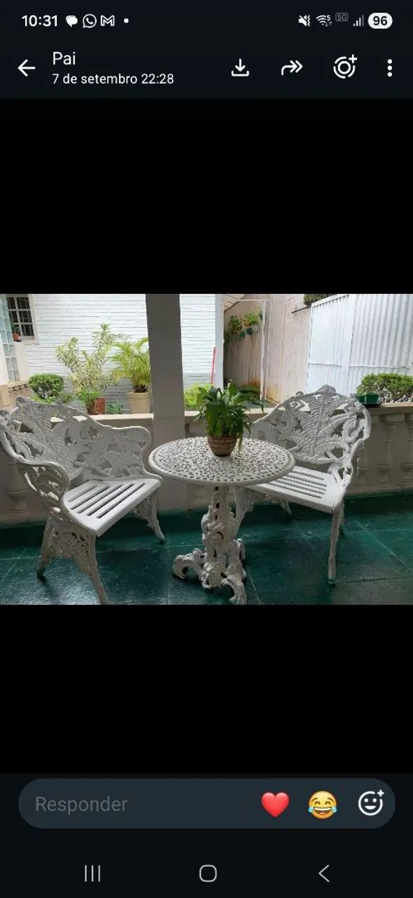 Conjunto de mesa e cadeiras de ferro para jardim - Foto 2