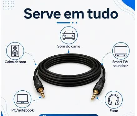 Cabo estéreo 3,5mm headphone e PS2 