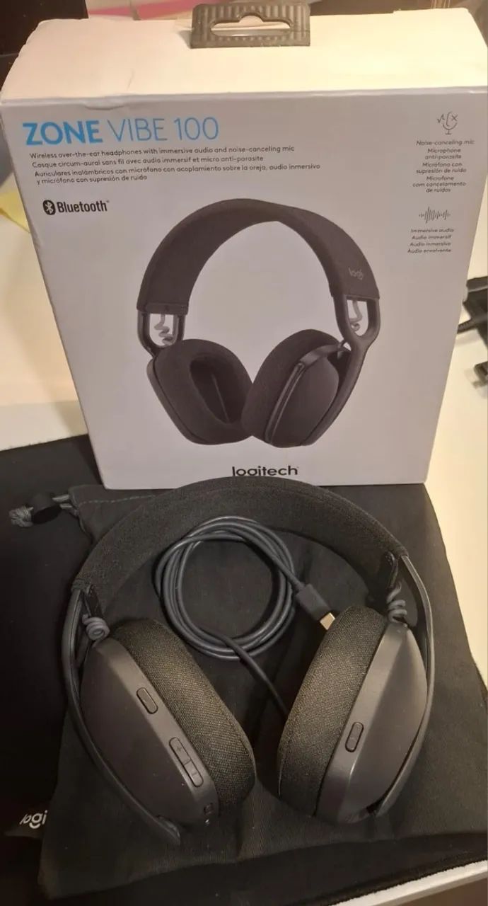 Headset Sem Fio Logitech Zone Vibe 100 - Grafite (Usado) - Foto 4
