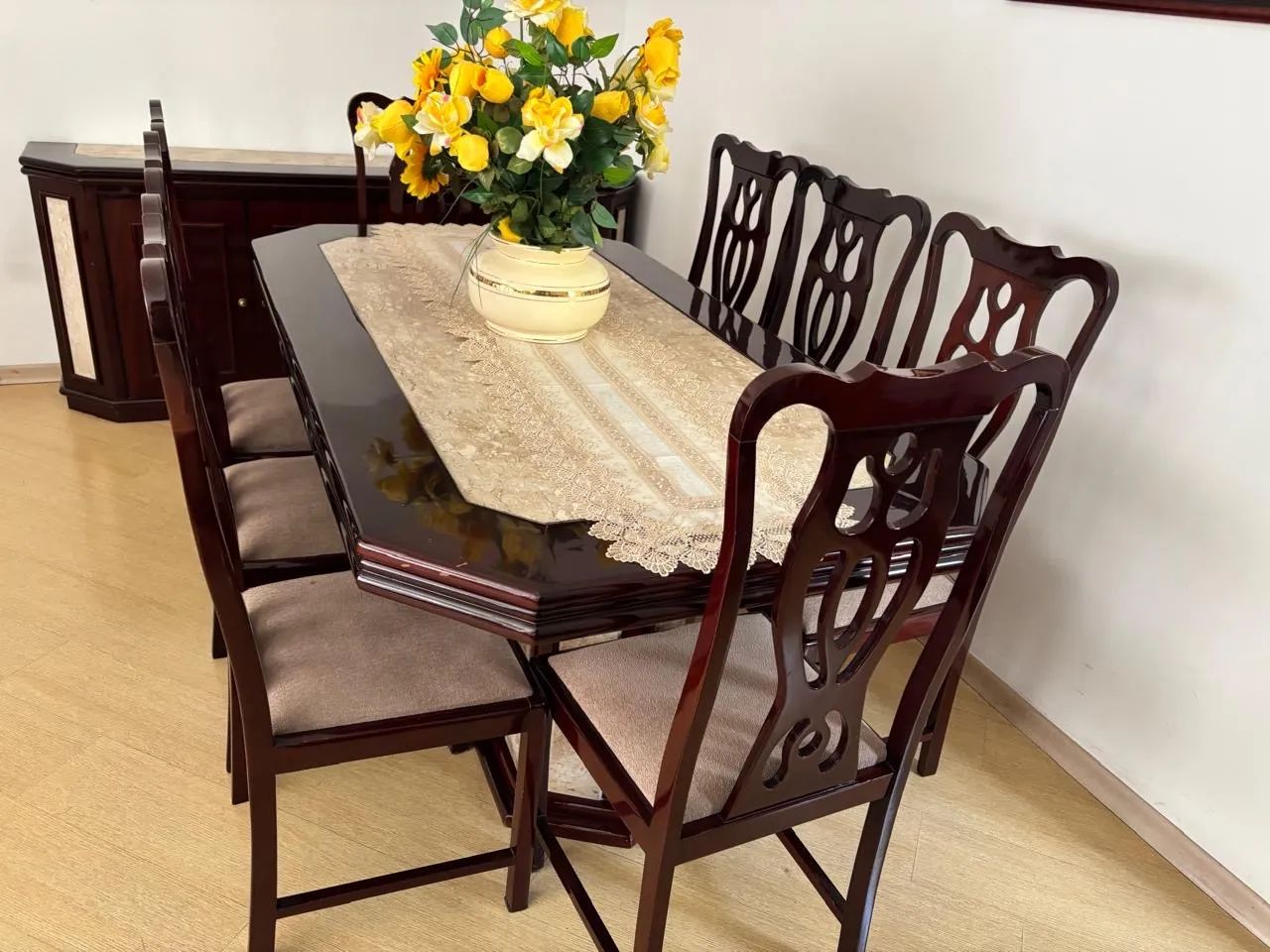 Conjunto Jantar em Mogno com Travertino - Foto 3