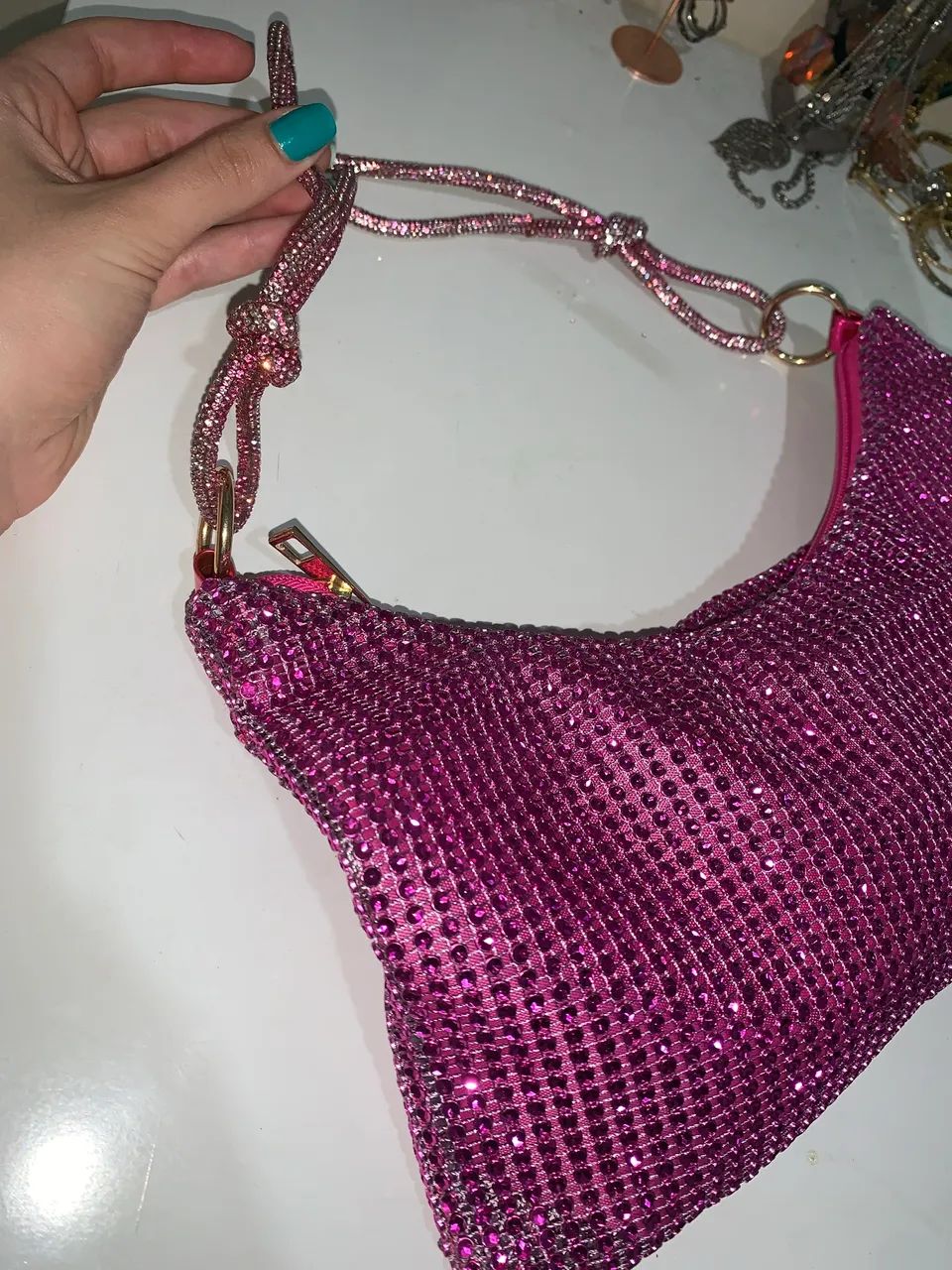 Bolsa pequena de ombro rosa  - Foto 2