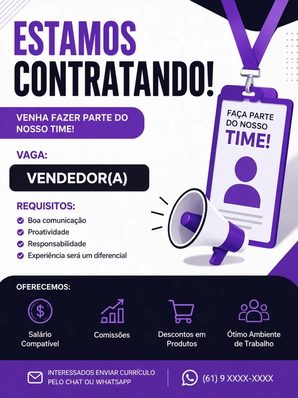 Vaga para Vendedor(a) - Loja de Eletrônicos | Feira dos Importados de Brasília