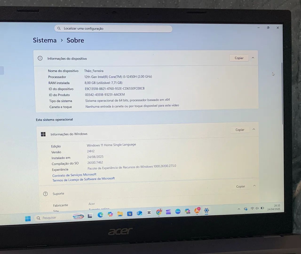 Notebook Acer Aspire 5 i5 - 8GB RAM / SSD / Garantia até 08/2026 - Foto 5