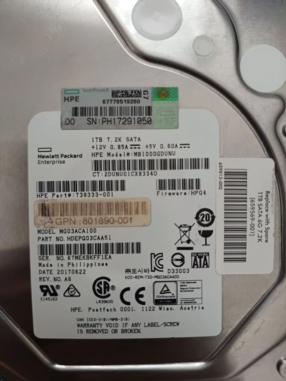 Hd HP 1tb 6gb 7.2k servidor cftv cpu