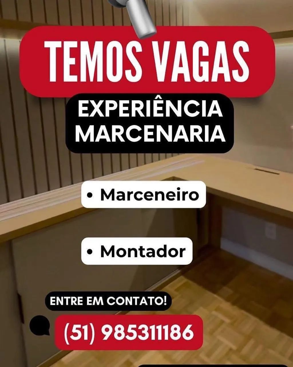 Vaga Marceneiro Com experiência  !