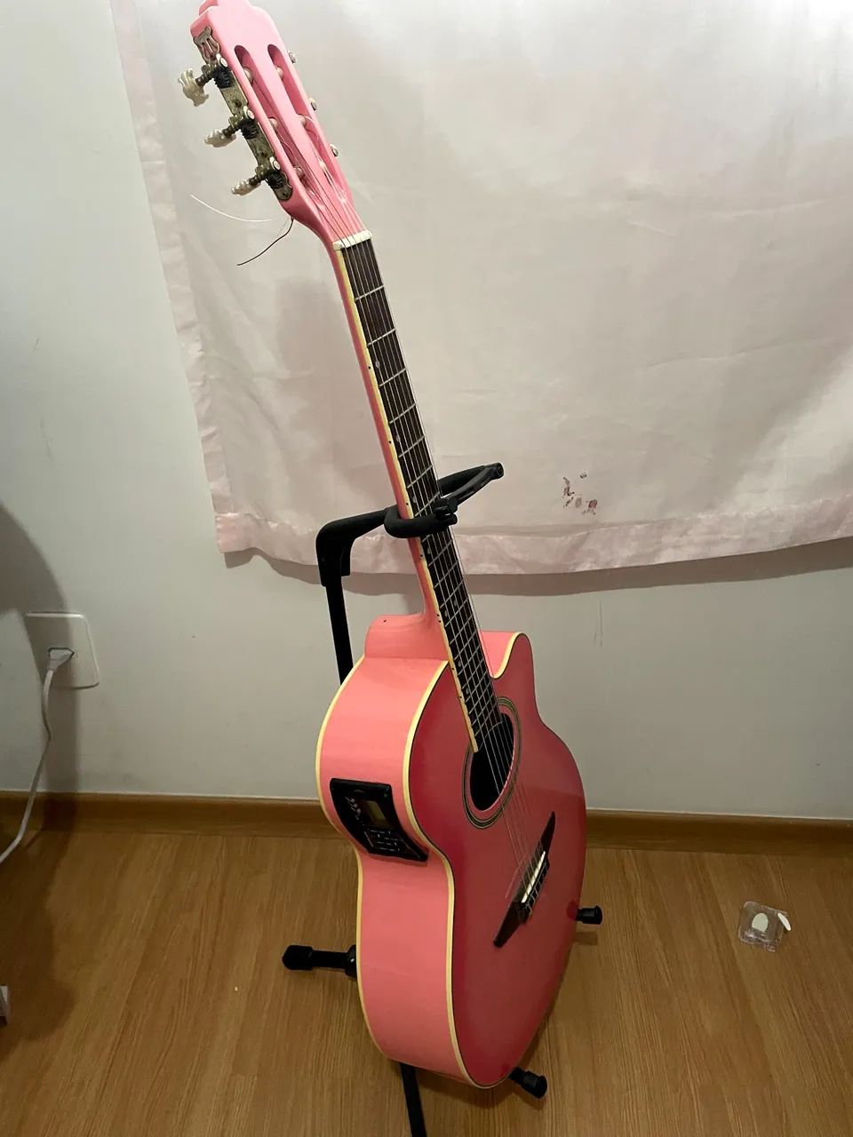 Violão Tagima rosa nylon elétrico  - Foto 4