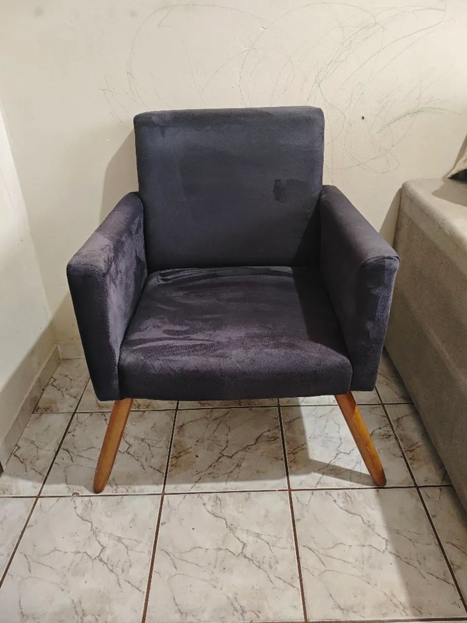 Poltrona cinza Suede  - Foto 4
