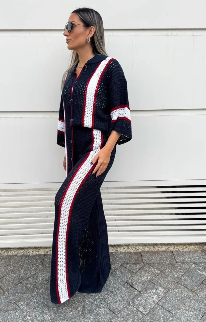 Conjunto em Tricot Listrado - Foto 2
