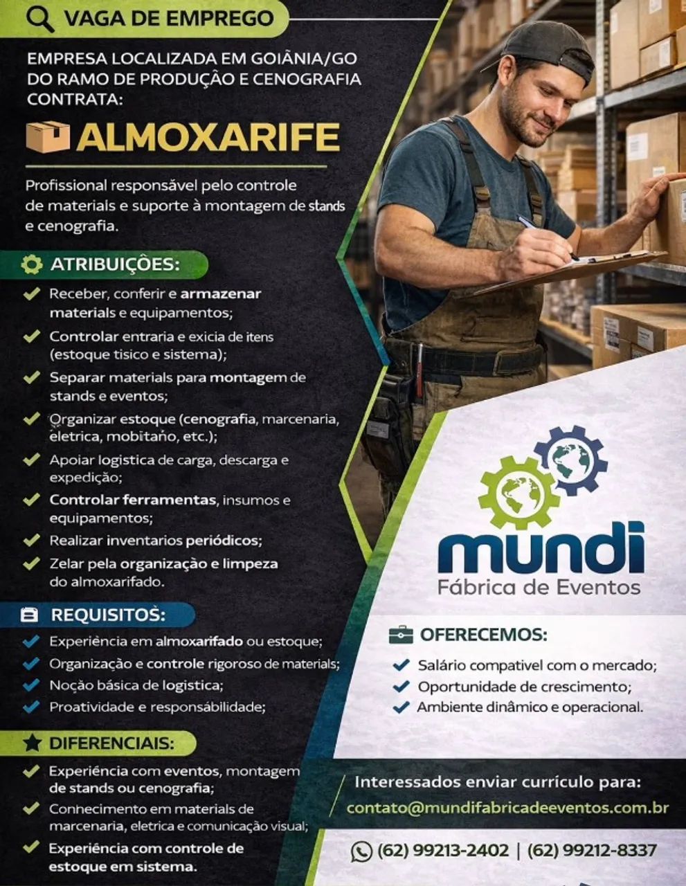 VAGA DE EMPREGO - ALMOXARIFE