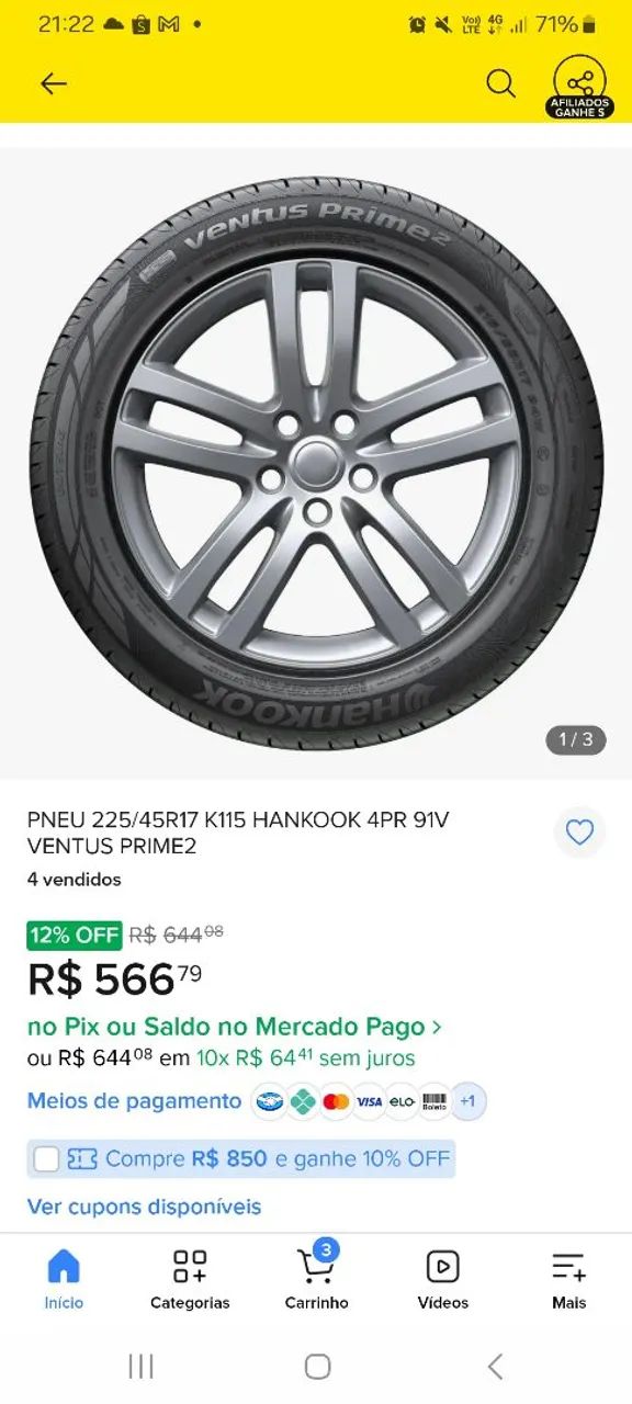 Pneus continental bom de conservação 