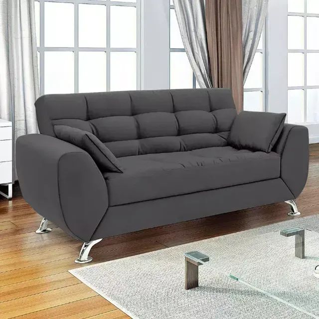 Sofá 2 Lugares Larissa Suede Cinza - Modern - Foto 2