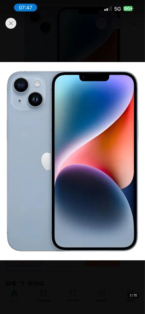 iPhone 14 Plus Azul sem detalhes 