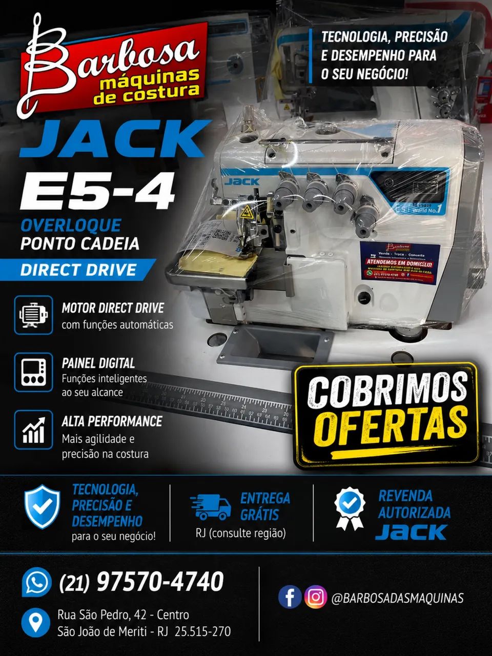MÁQUINA OVERLOQUE 4 FIOS| 5 FIOS  JACK NOVA 