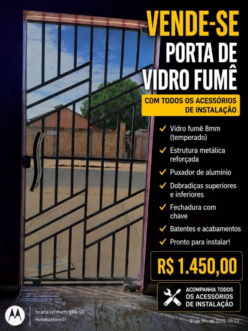 Vende se porta de vidro fumê 