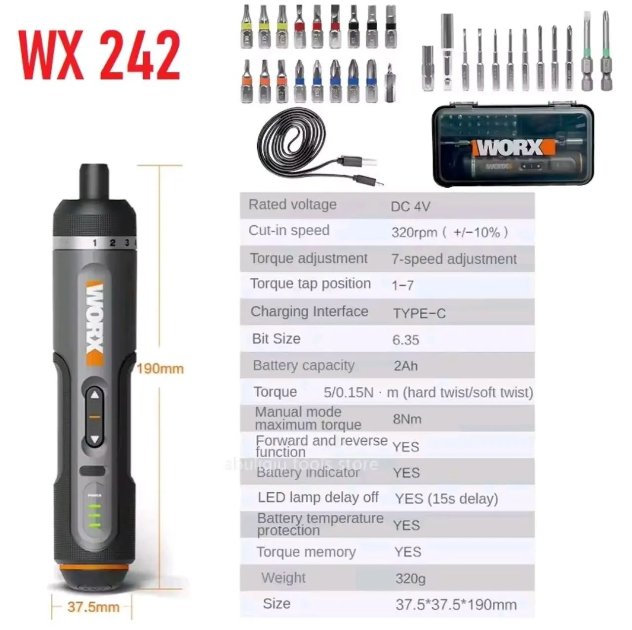 Chave Elétrica Worx Wx242 + 30 Bits - Foto 5