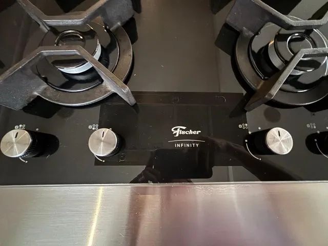 Cooktop a Gás Fischer 5 Bocas Tripla Chama Infinity Duo Blaze mesa vidro Bivolt, uso 3 mes - Foto 2